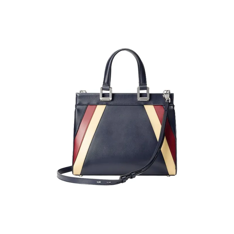 GUCCI Zumi Leather Handbag Trumpets Women's Dark Blue/Red/Beige-1