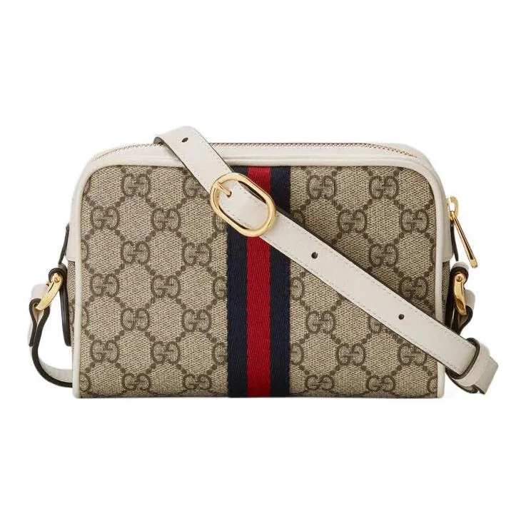 GUCCI Ophidia Canvas With Leather Crossbody Bag Shoulder Bag Women's Beige-3