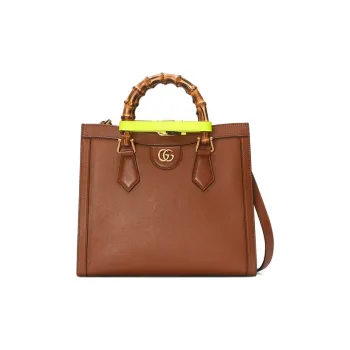 GUCCI Diana Leather Tote Bag, Shopping Bag, Shoulder Bag, Crossbody Bag, Handbag Trumpets Unisex Brown