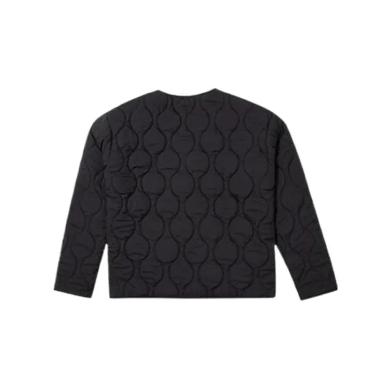 New Era Letter Collarless Loose Fit Thickened Puffer Jacket Unisex Tawny-3