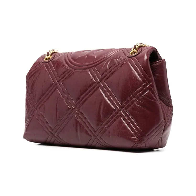 TORY BURCH Fleming Leather Shoulder Bag, Crossbody Bag Regular Women's Burgundy-1
