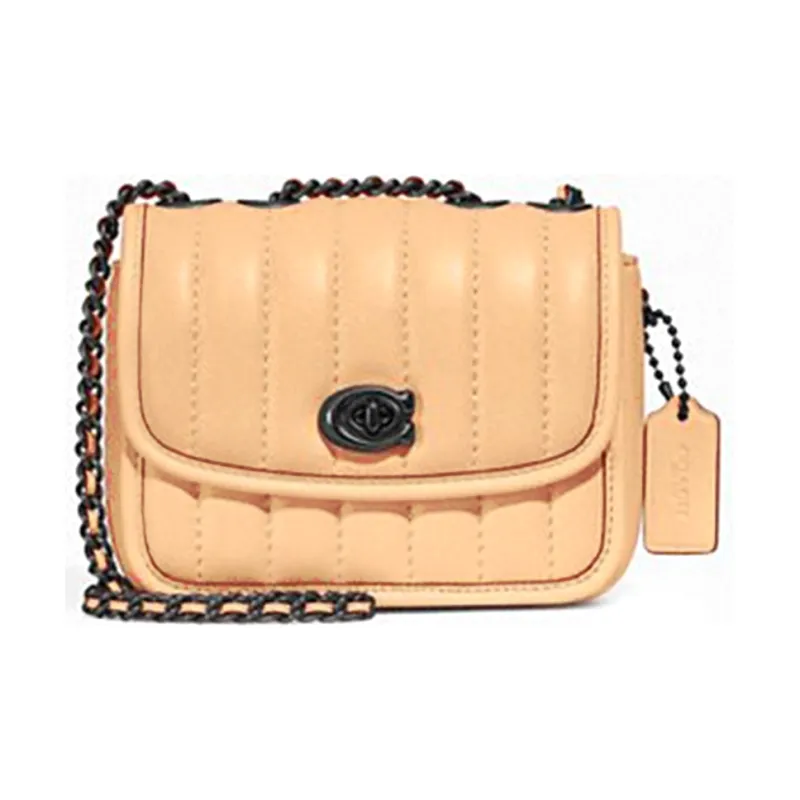 COACH Madison Nappa Sheep Leather With Leather Small Square Bag Shoulder Bag, Crossbody Bag Mini Women's Orange Pink-0