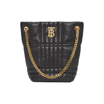 Burberry Quilted Leather Small Lola Bucket Bag Black/Gold tone