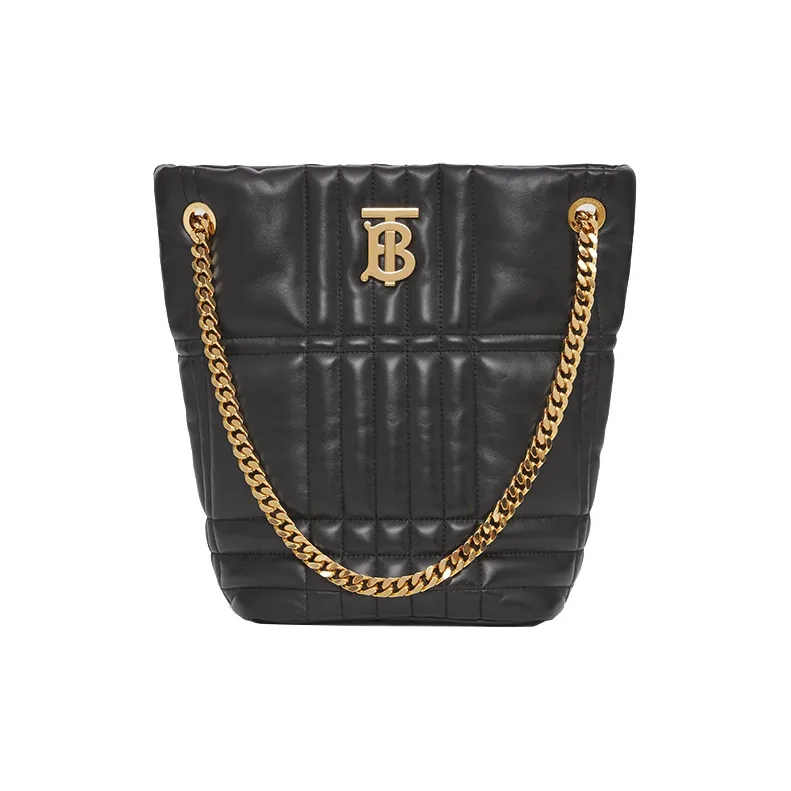 Burberry Quilted Leather Small Lola Bucket Bag Black/Gold tone-0