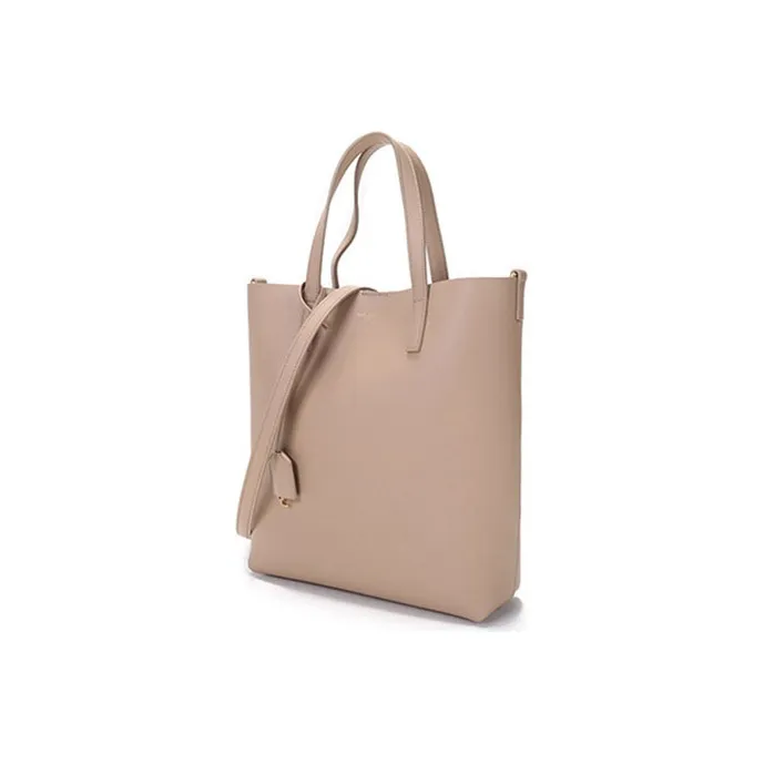 SAINT LAURENT Soft Leather Tote Bag, Shopping Bag, Shoulder Bag, Handbag Regular Women's Dark Beige-1