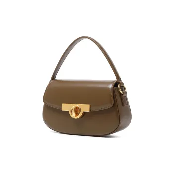 Miss Kung Cow Leather Saddle Bag Bean Bag Pea Bag Handheld Bag Crossbody Bag Regular Women's Caramel Brown