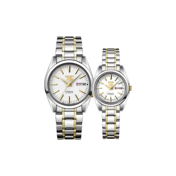 SEIKO Mechanical Movement Stainless Steel Watchband Watch 38mm Unisex White Dial SNKL47J1+SYMK19J1