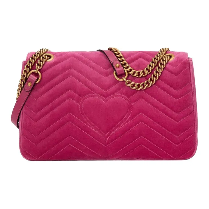 GUCCI GG Marmont Embroidered Velvet Crossbody Bag Shoulder Bag Women's Fuchsia-2