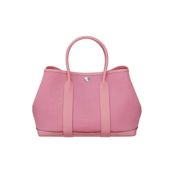 HERMES Garden Party Canvas With Leather Canvas Bag Handbags Women's 5P Pink
