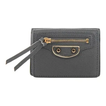 Balenciaga Cow Leather Wallets Coin Purses Women's Gray