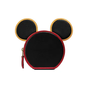 COACH X Disney X Keith Haring 14 Disney Collaborations Coin Case Cow Leather Coin Purse Wallet Women's Black