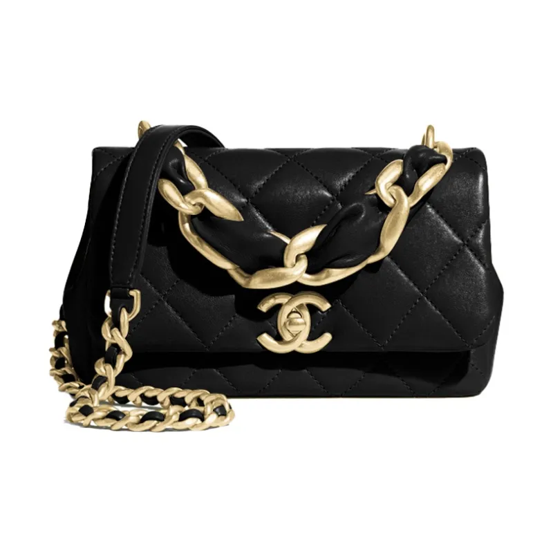 CHANEL 19Bag Lambskin Handbag, Shoulder Bag, Crossbody Bag Women's Black-0