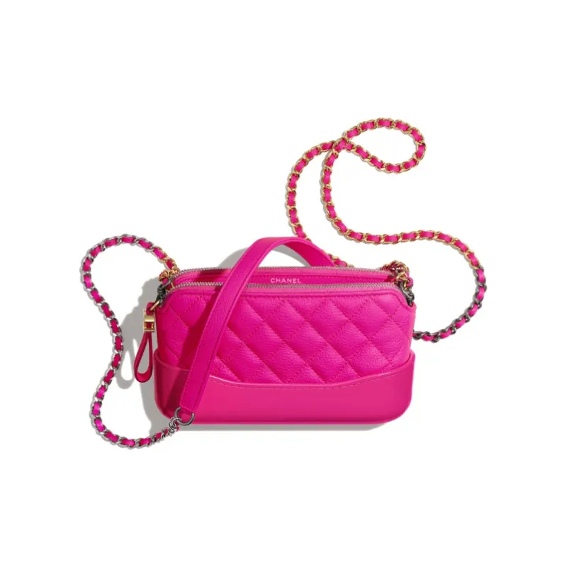 CHANEL Gabrielle Goatskin Shoulder Bag Extra Mini Women's Rose Red/Gold/Silver-2