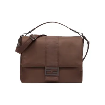 FENDI Nylon Baguette Bag One Shoulder Handbag Crossbody Bag Men's Brown