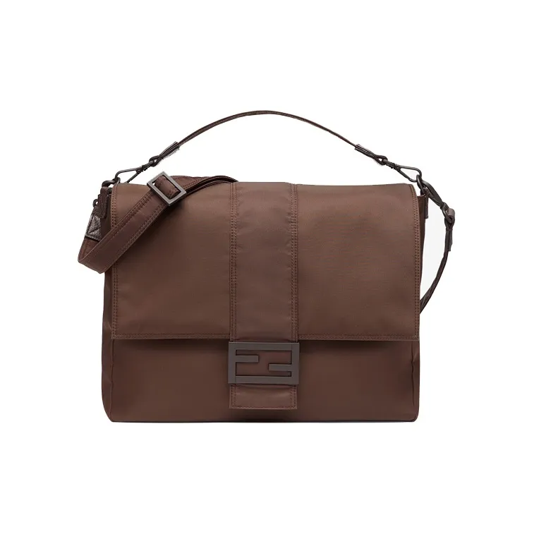 FENDI Nylon Baguette Bag One Shoulder Handbag Crossbody Bag Men's Brown-0