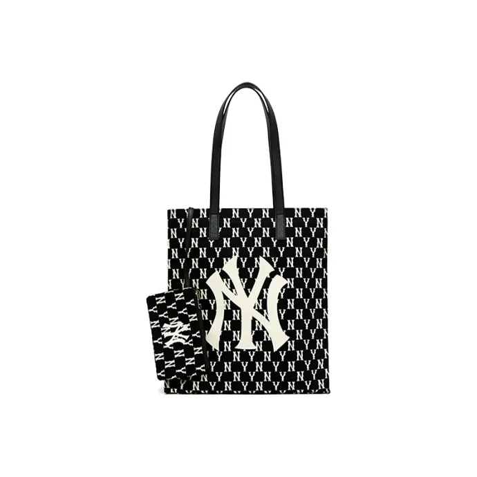 MLB Monogram Collection Artificial Leather Combo Bag, Tote Bag, Shopping Bag, Shoulder Bag, Handbag Unisex Black-0