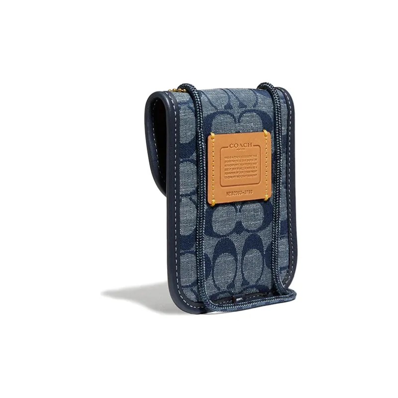 COACH Turnlock Canvas Cell Phone Pouch Shoulder Bag Crossbody Bag Mini Women's Denim Dark Blue-1