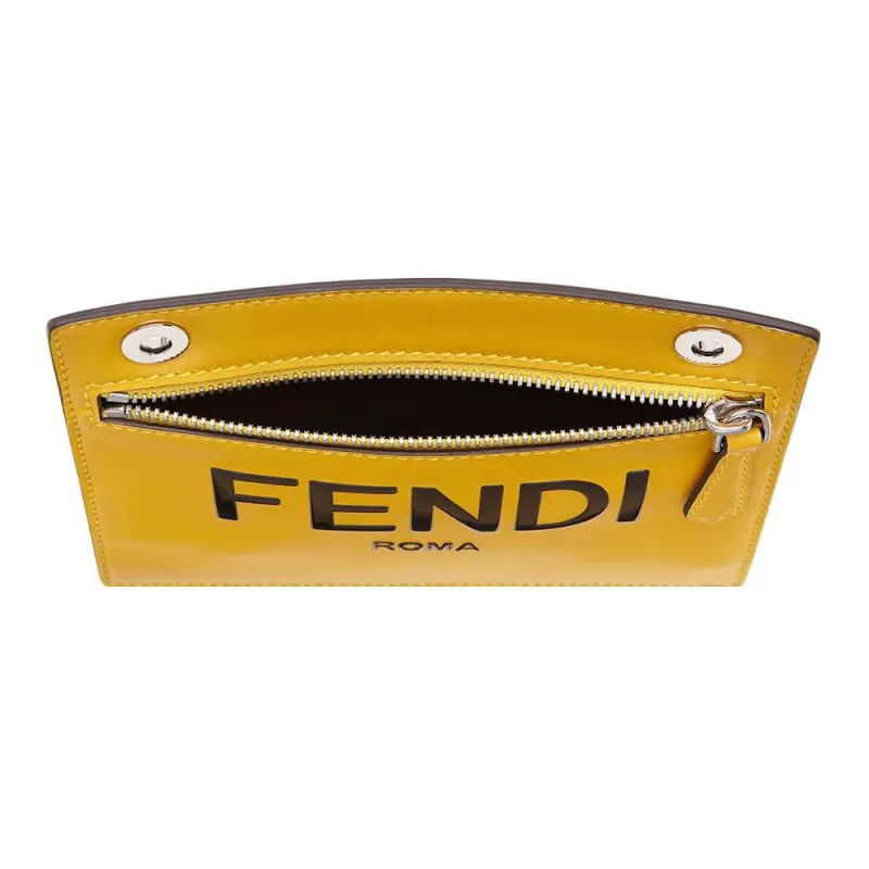 FENDI Calfskin Card Clip Card Holder Men's Yellow/Brown-2