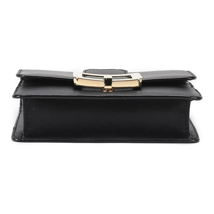 BALLY Leather Envelope Bag Handheld Shoulder Bag Crossbody Bag Mini Women's Pure Black-4
