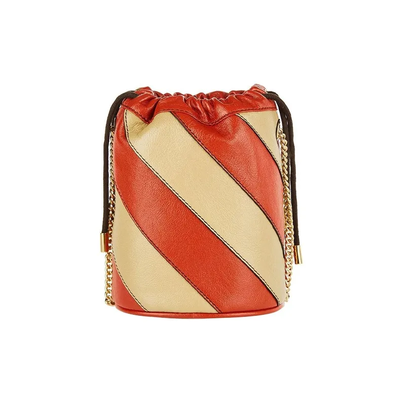 GUCCI Zumi Leather Shoulder Bag Mini Women's Red & Beige-2