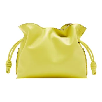 LOEWE Flamenco Lacquered Finish Handheld One Shoulder Crossbody Bag Extra Large Women's Lemon