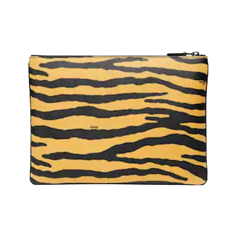 COACH Pouch Leather Envelope Bag Clutches Large Size Men's Yellow & Black-1