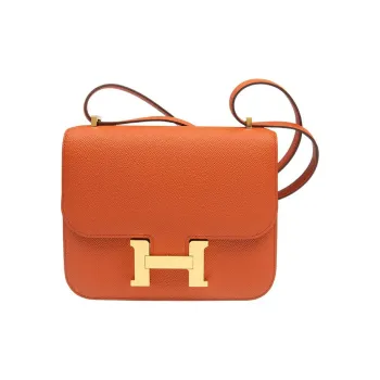 HERMES Constance Epsom Leather Shoulder Bag Crossbody Bag Mini Women's R1 Terre Battue Red Clay