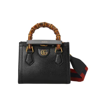 GUCCI Leather Tote Bag Shopping Bag Shoulder Bag Handbag Mini Women's Black