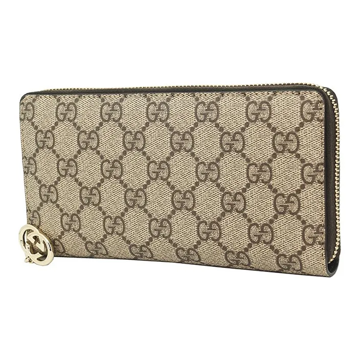 GUCCI GG Canvas With Leather Wallet Clutch Wallet Unisex Ebony/Black-1