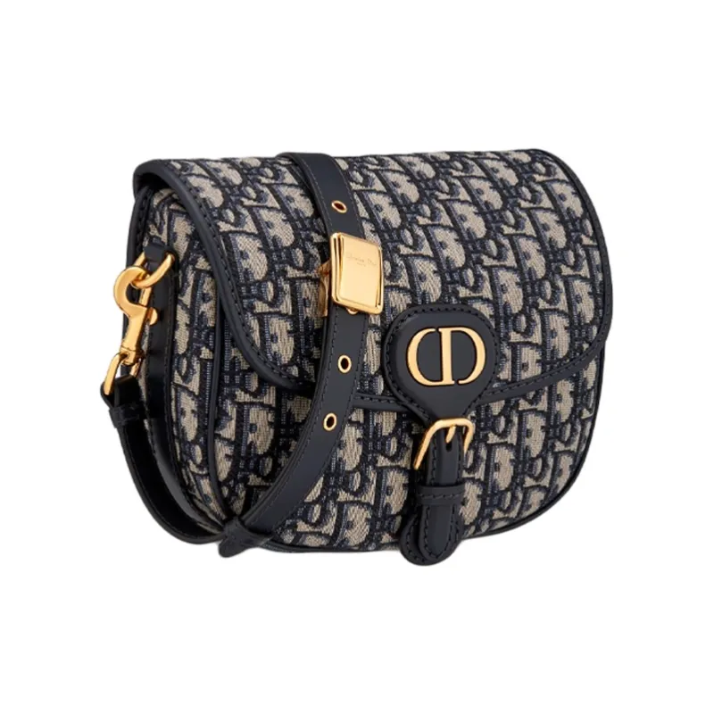 DIOR Bobby Jacquard Fabric Shoulder Bag, Crossbody Bag Medium Size Women's Denim Blue-1