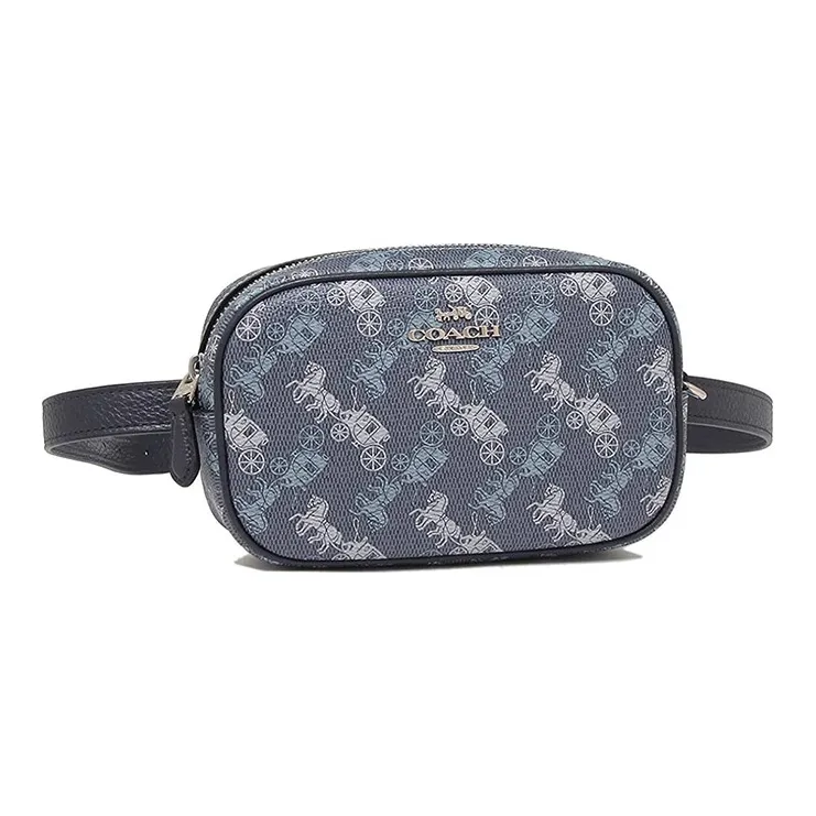 COACH Leather Carriage Camera Bag, One Shoulder Crossbody Fanny Pack Mini Women's Blue-2