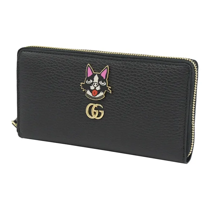 GUCCI Leather Wallets With Money Clip Women's Black-1