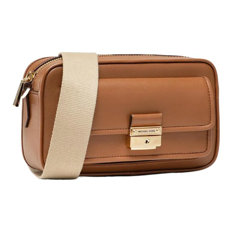 MICHAEL KORS Bradshaw Leather Camera Bag, Crossbody Bag, Shoulder Bag Women's Caramel Brown-2