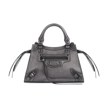 Balenciaga Neo Classic Cow Leather Handbag Shoulder Bag Handbag Mini Women's Dark Silver