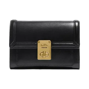 COACH Hutton Calfskin Handheld Wallet Women's Black