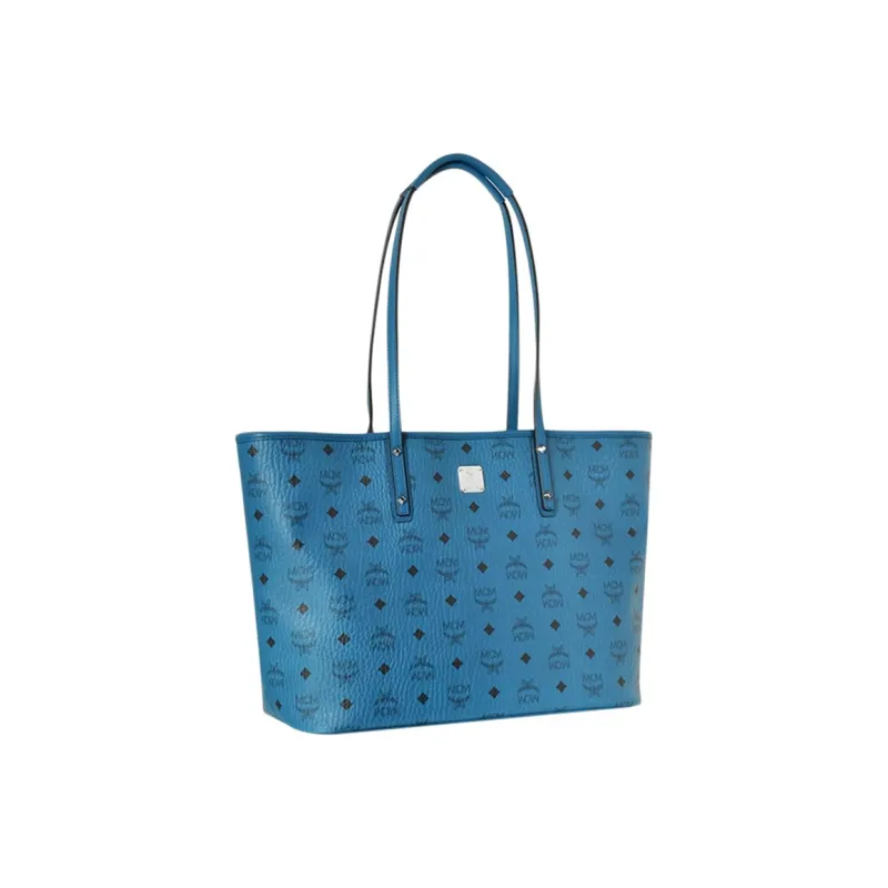 MCM Liz Visetos PVC Tote Bag, Shopping Bag, Combo Bag, Shoulder Bag Women's Blue-1