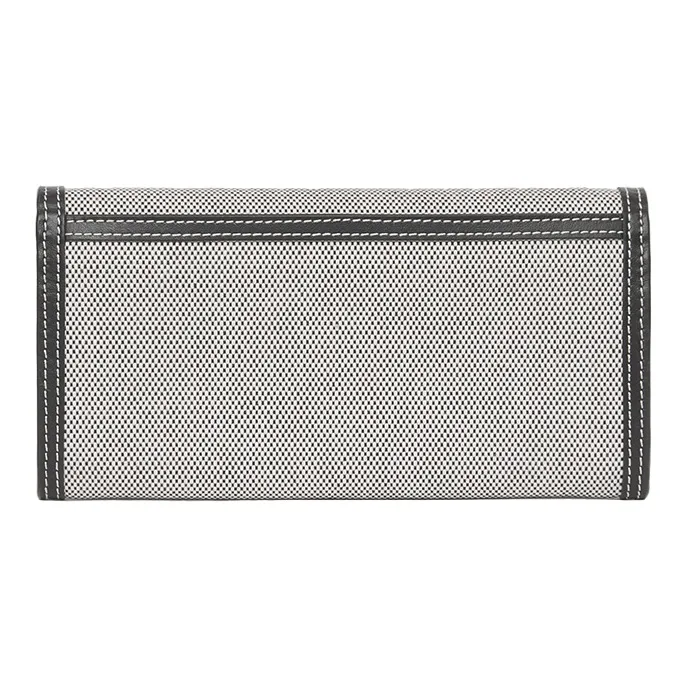 Burberry Horseferry Cotton Canvas Wallet Card Holder Clutch Women's Black & Gray-4