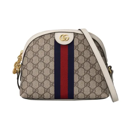GUCCI Ophidia Canvas With Leather Dome Bag Shoulder Bag Crossbody Bag Small Size Women's Ebony White