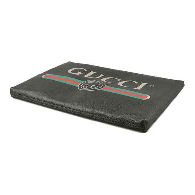 GUCCI Cow Leather Clutch Large Size Men's Black-3