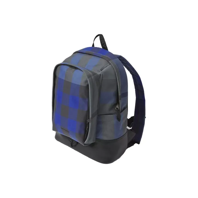 Burberry Cotton Canvas With Leather Backpack Small Size Men's Ocean Blue-3