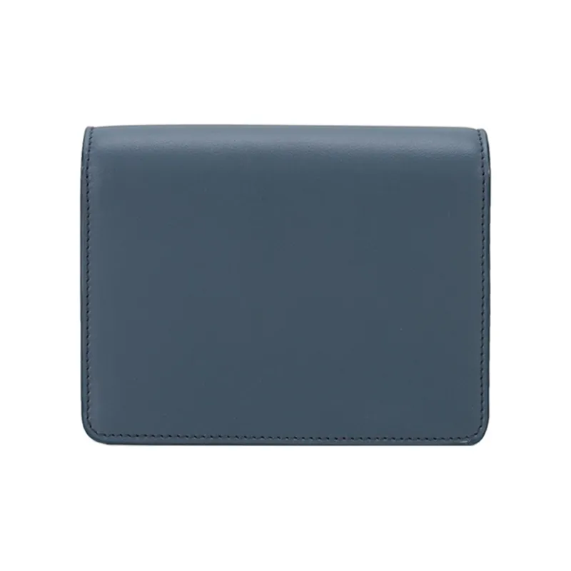 BALLY Leather Clutches Shoulder Bag Crossbody Bag Mini Women's Gray Blue-2