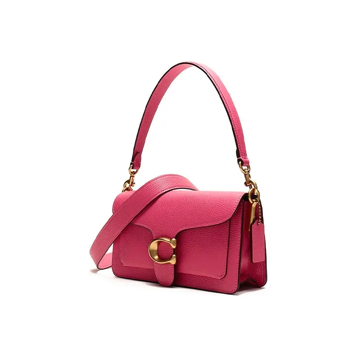 COACH Tabby Polished Pebbled Leather Wine God Bag One Shoulder Crossbody Shoulder Bag Medium Size Women's Rose Red-1