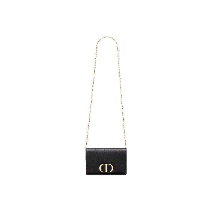 DIOR 30 Montaigne Cow Leather One Shoulder Crossbody Clutch Fanny Pack Women's Black-2