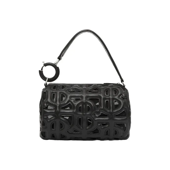 Burberry Leather Rhombus Bag Shoulder Bag Women's Black-3