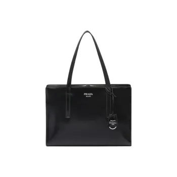 PRADA Re Edition Leather Shoulder Bag, Crossbody Bag, Handbag Medium Size Unisex Black