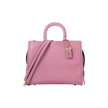 COACH Rogue Leather Shoulder Bag, Crossbody Bag, Handbag Large Size Women's Rose Pink
