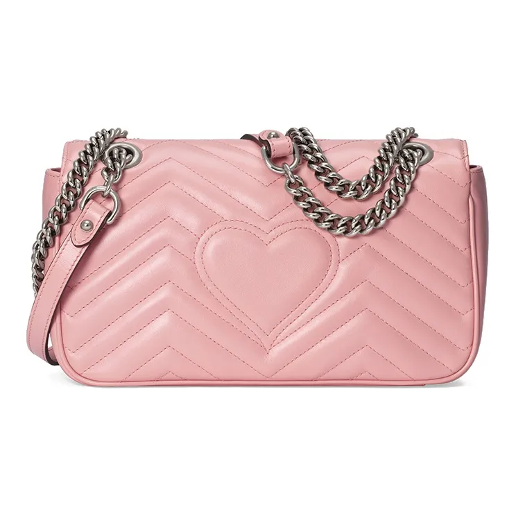 GUCCI GG Marmont Leather Shoulder Bag Crossbody Bag Small Size Women's Pink/Candy Color/Unicorn Pink-3