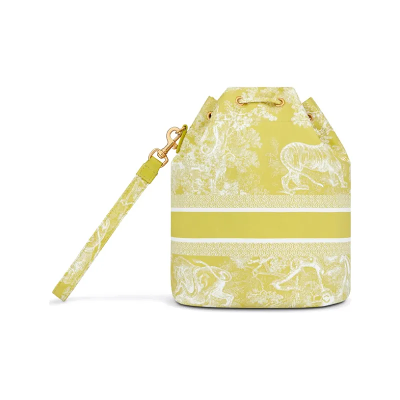 DIOR Technical Fabric Makeup Bag Toiletry Bag Travel Storage Bag Handbag Clutch Regular Women's Green Yellow-2