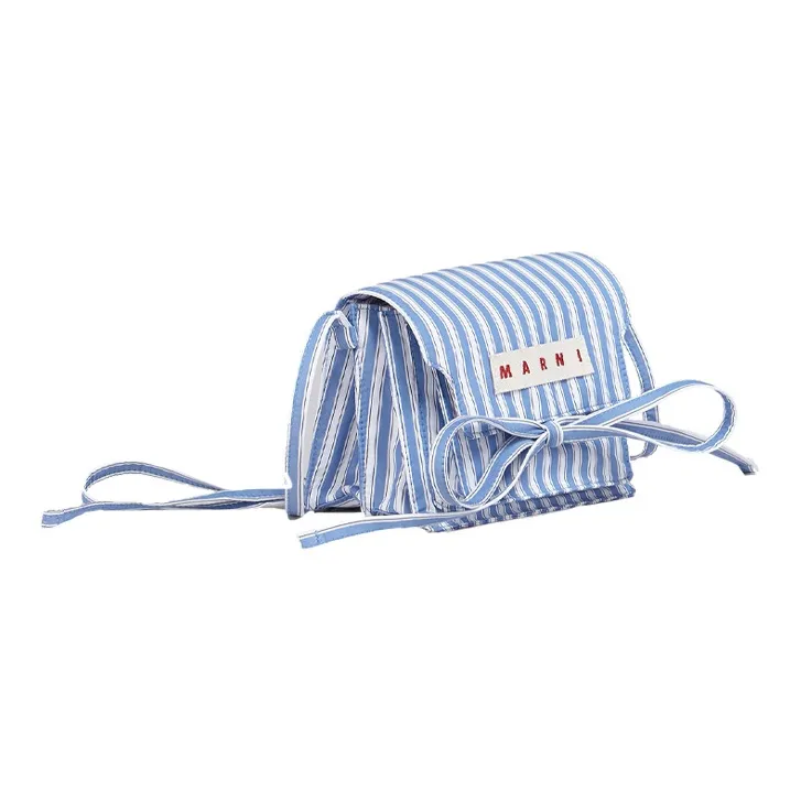 MARNI Trunk Cotton Trunk Bag Shoulder Bag Crossbody Bag Mini Women's Blue White Stripes-2
