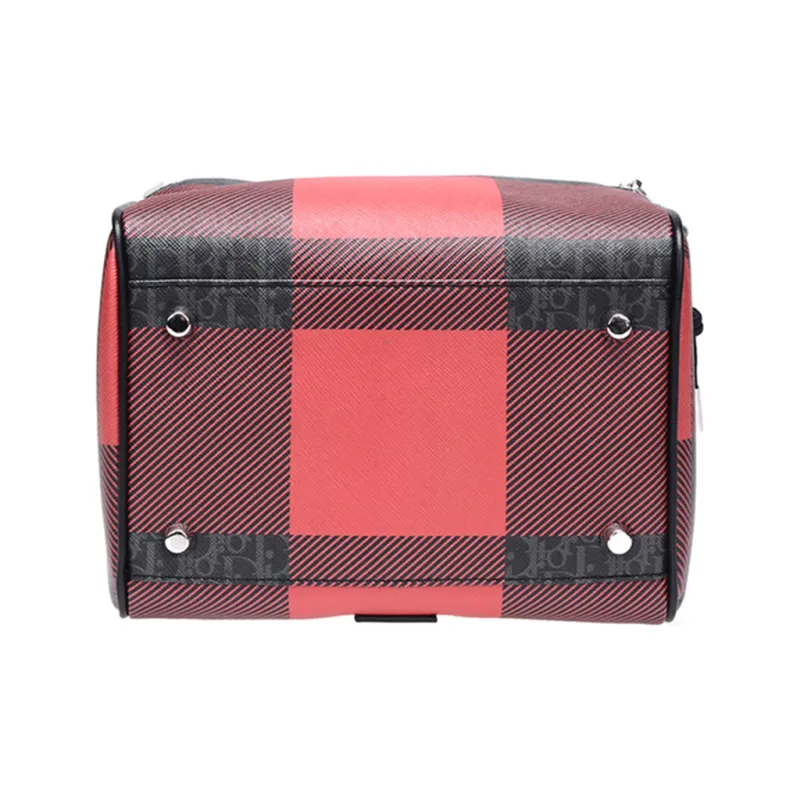 DIOR Canvas Bag, Portable Crossbody Bag, Shoulder Bag Tubas Men's Black & Red-4